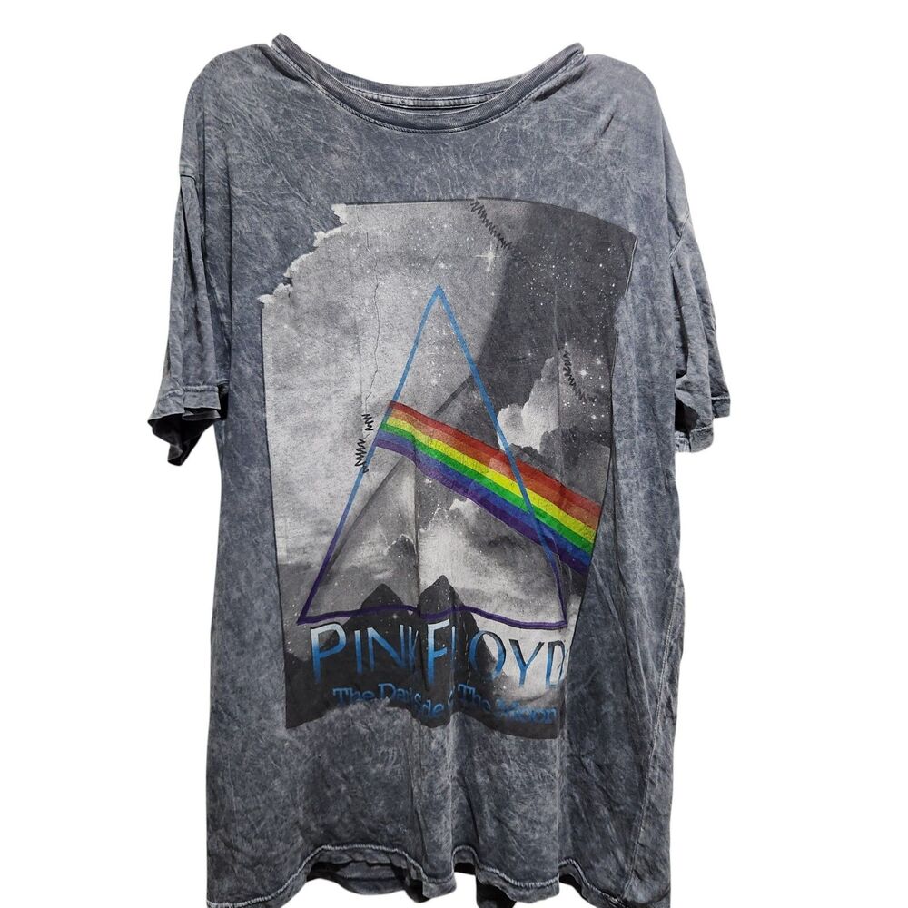 Pink Floyd‎ Dark Side Moon Tee 2XL Acid Wash Graphic Band Shirt Rock